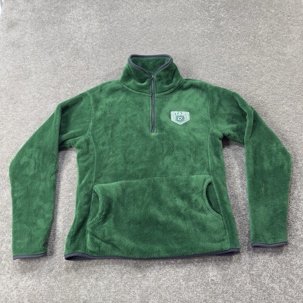 Dallas‎ Stars NHL Fleece Pullover Sweatshirt NHL Youth Size Large Green 1/4 Zip